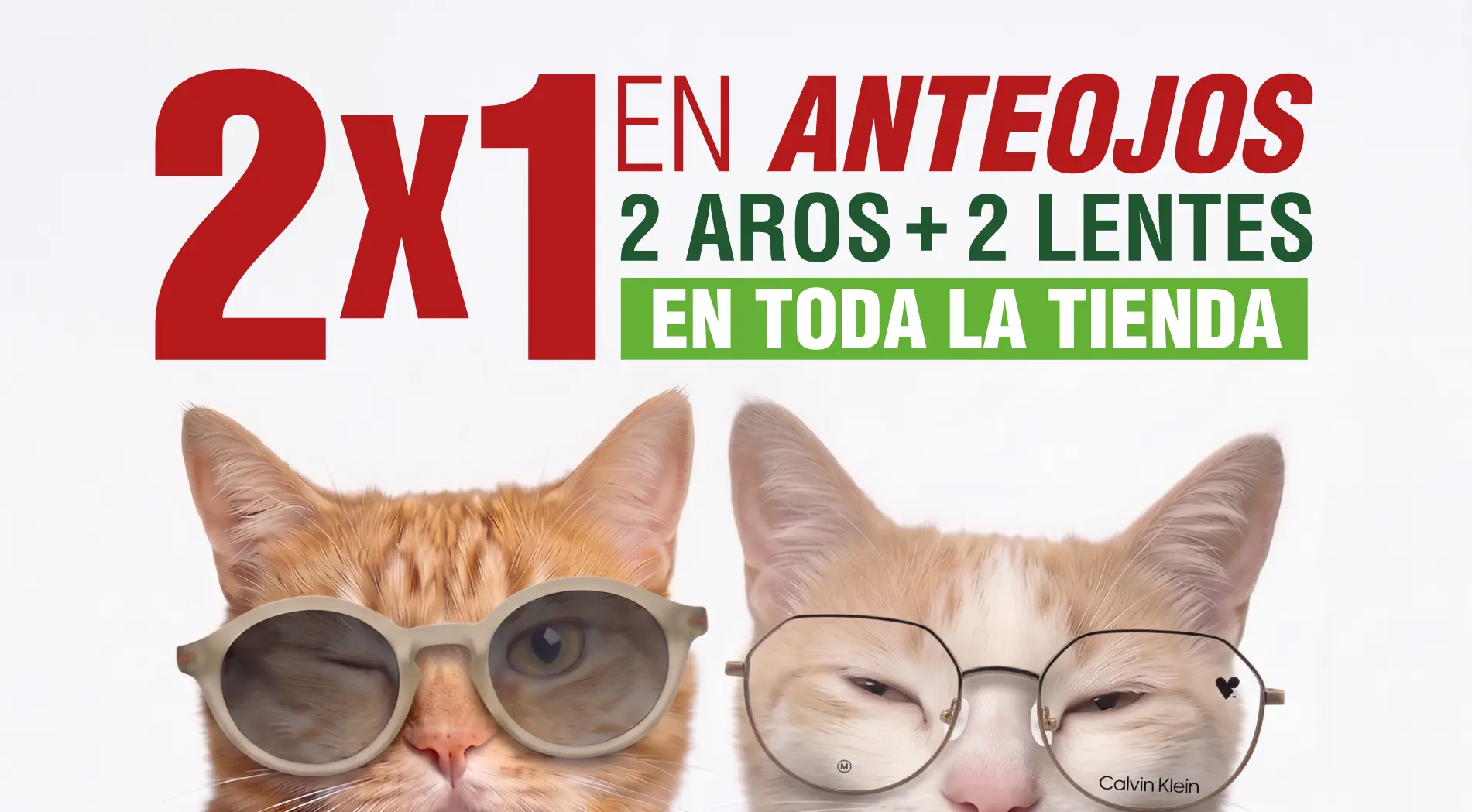 2x1 en anteojos 2 aros + 2 lentes en toda la tienda